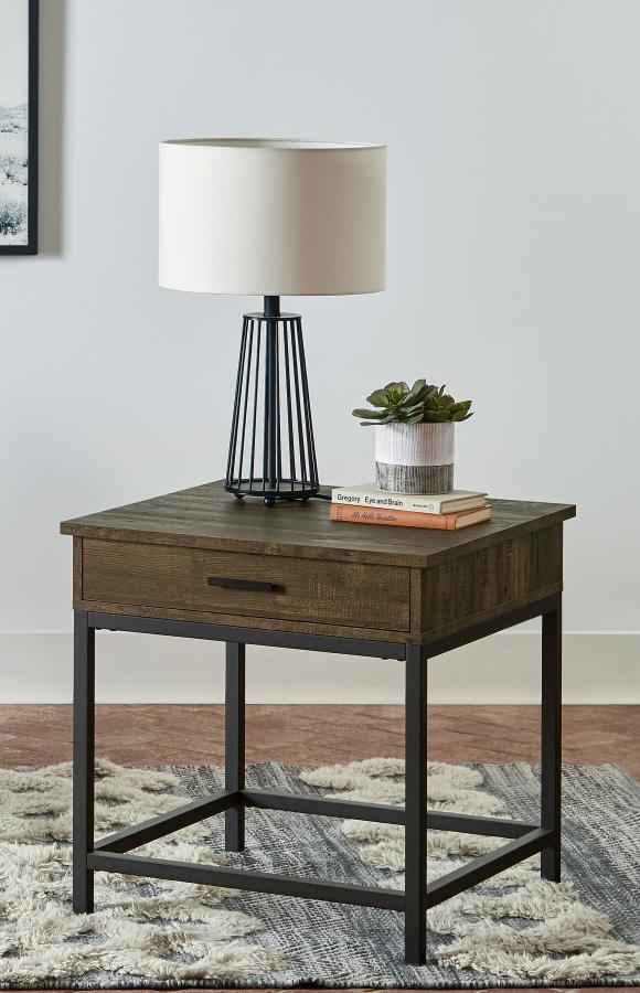 Byers 1-drawer Square Engineered Wood End Table Brown Oak - Home & Sleep Outlet