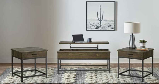 Byers 3-piece Lift Top Coffee and End Table Set Brown Oak