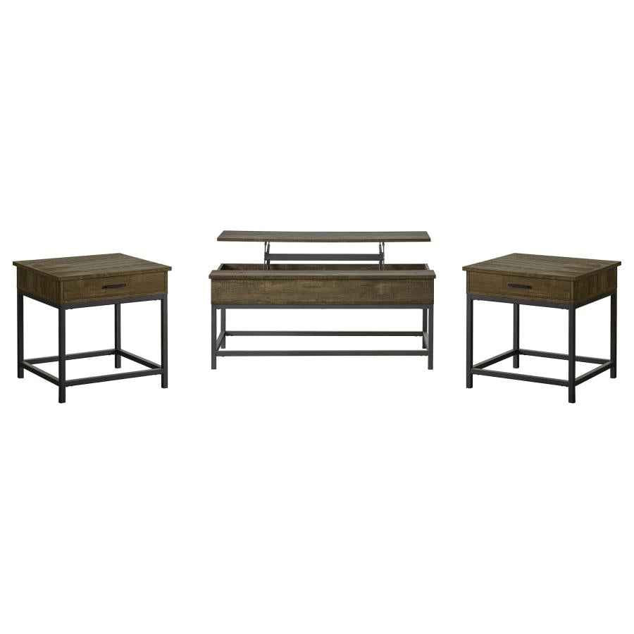 Byers 3-piece Lift Top Coffee and End Table Set Brown Oak - Home & Sleep Outlet