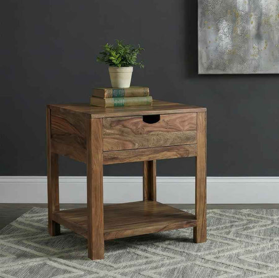 Esther 1-drawer Solid Wood Side End Table Natural Sheesham