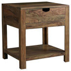 Home & Sleep Outlet - Esther 1-drawer Solid Wood Side End Table Natural Sheesham