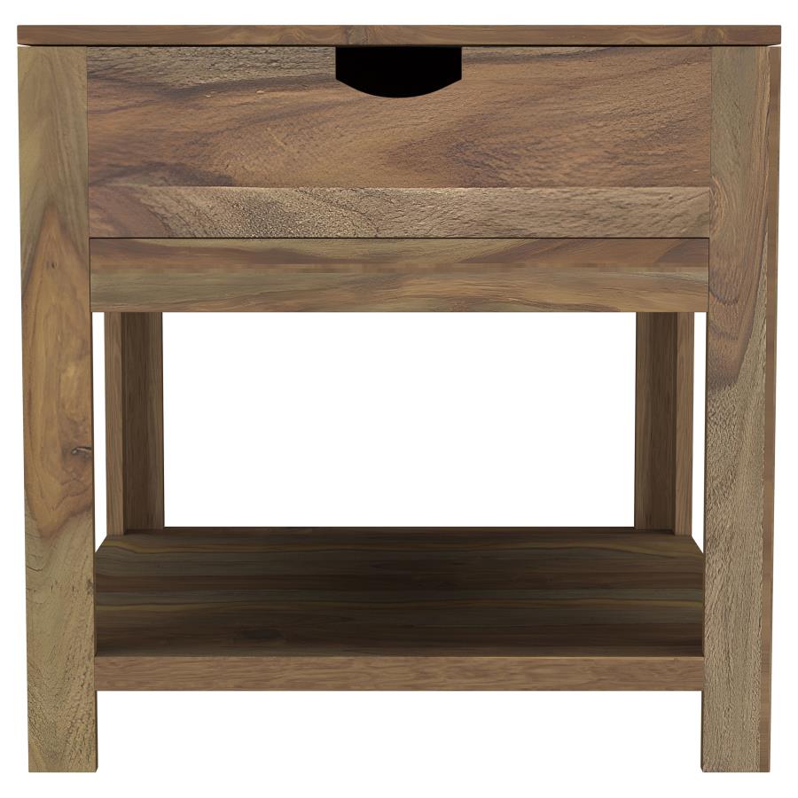 Home & Sleep Outlet - Esther 1-drawer Solid Wood Side End Table Natural Sheesham