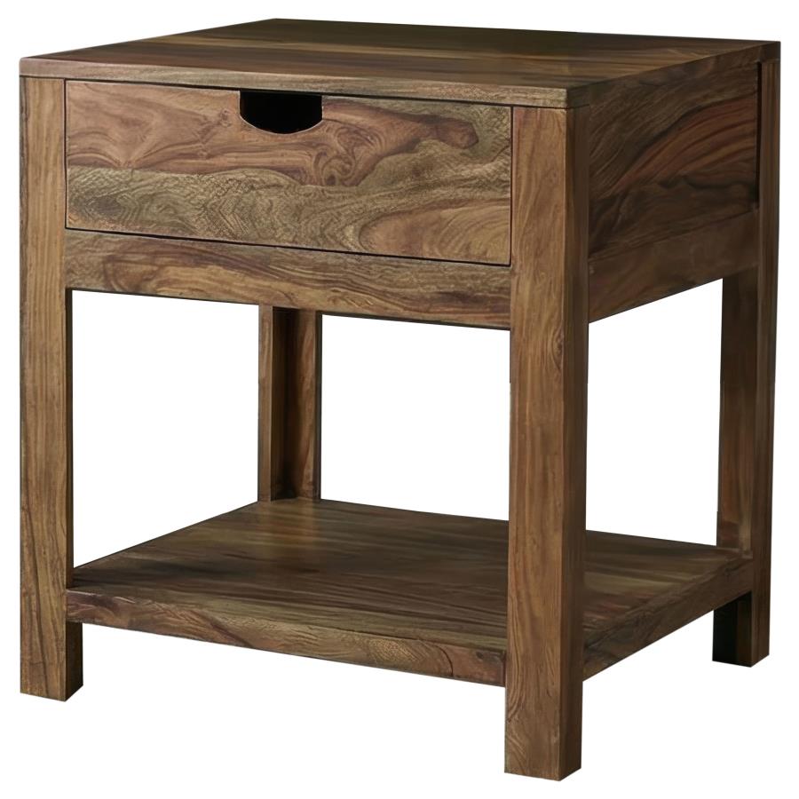 Home & Sleep Outlet - Esther 1-drawer Solid Wood Side End Table Natural Sheesham
