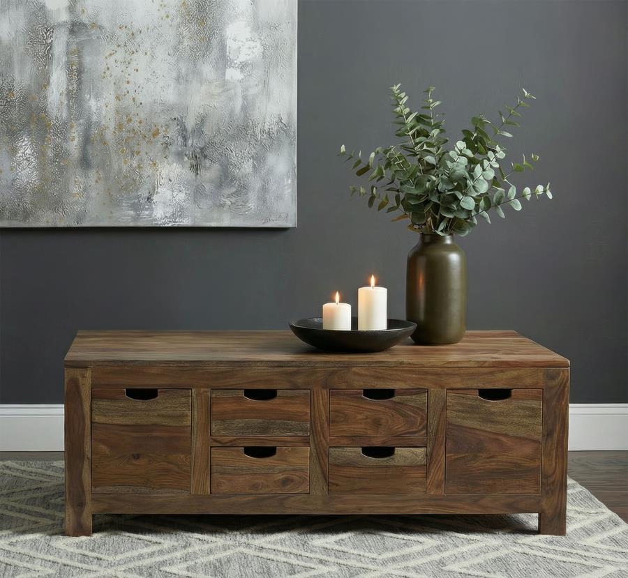 Home & Sleep Outlet - Esther 6-drawer Solid Wood Coffee Table Natural Sheesham