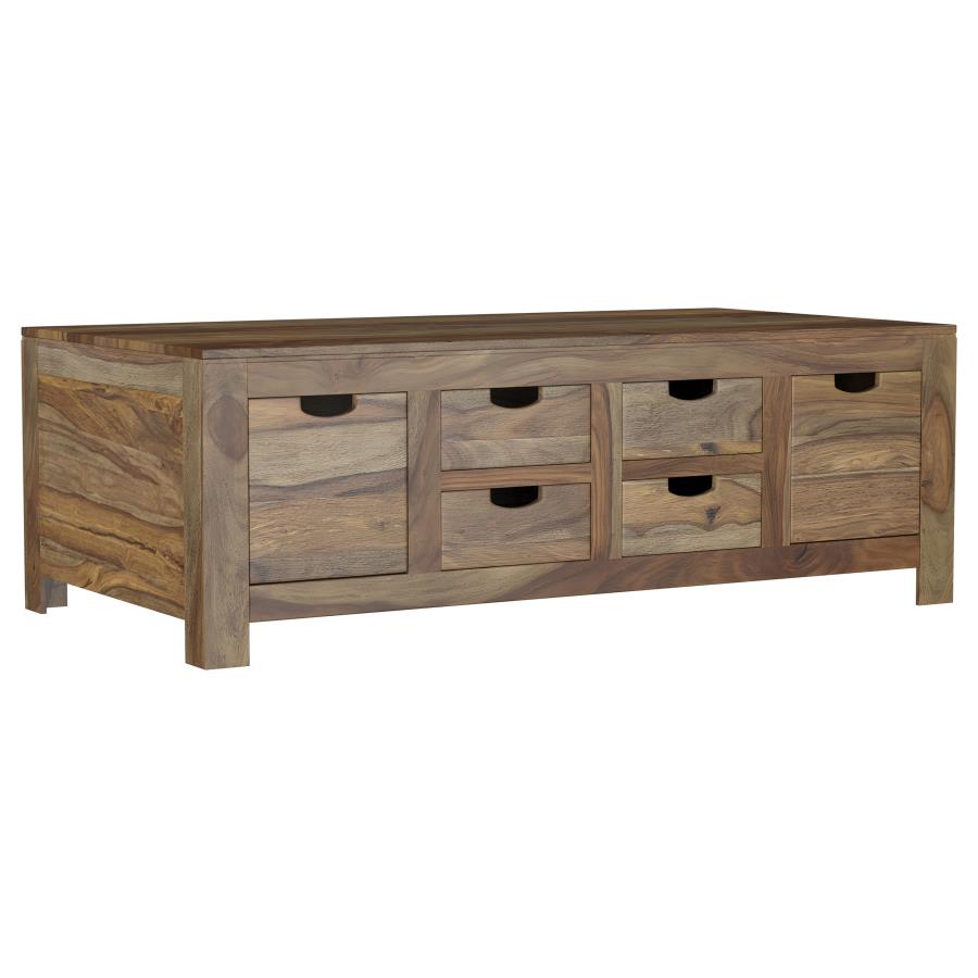 Home & Sleep Outlet - Esther 6-drawer Solid Wood Coffee Table Natural Sheesham