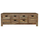 Esther 6-drawer Solid Wood Coffee Table Natural Sheesham - Home & Sleep Outlet