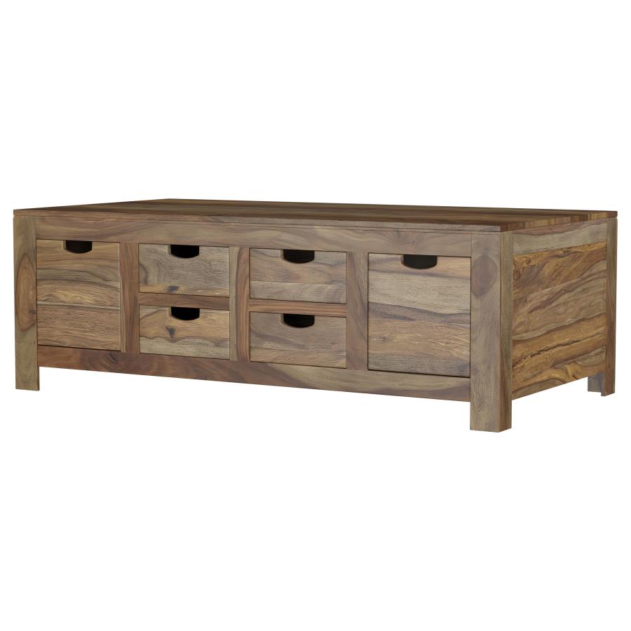 Home & Sleep Outlet - Esther 6-drawer Solid Wood Coffee Table Natural Sheesham
