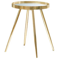 Kaelyn Round Mirror Top End Side Table Gold - Home & Sleep Outlet