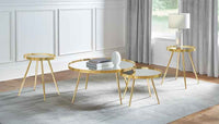 Kaelyn 4-piece Round Coffee and End Table Set Gold - Home & Sleep Outlet