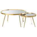 Kaelyn 2-piece Round Mirror Top Nesting Coffee Table Gold - Home & Sleep Outlet