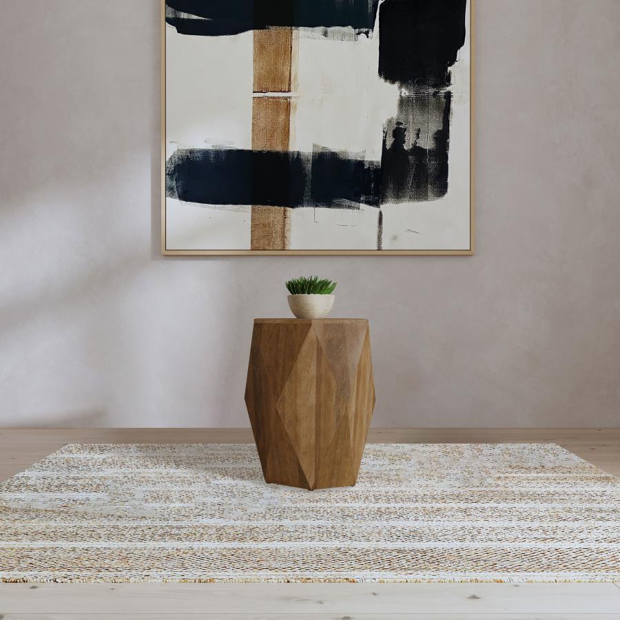 Home & Sleep Outlet - Zalika Hexagonal Solid Mango Wood End Table Natural
