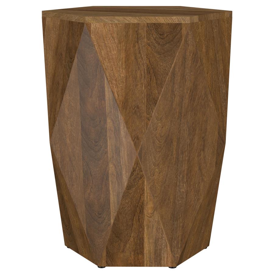 Home & Sleep Outlet - Zalika Hexagonal Solid Mango Wood End Table Natural
