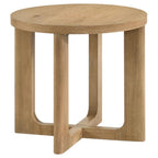 Home & Sleep Outlet - Kessler Round Sculptural Wood End Table Light Oak