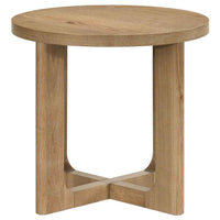 Kessler Round Sculptural Wood End Table Light Oak