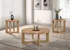 Home & Sleep Outlet - Kessler Round Sculptural Wood End Table Light Oak