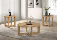 Kessler Round Sculptural Wood End Table Light Oak