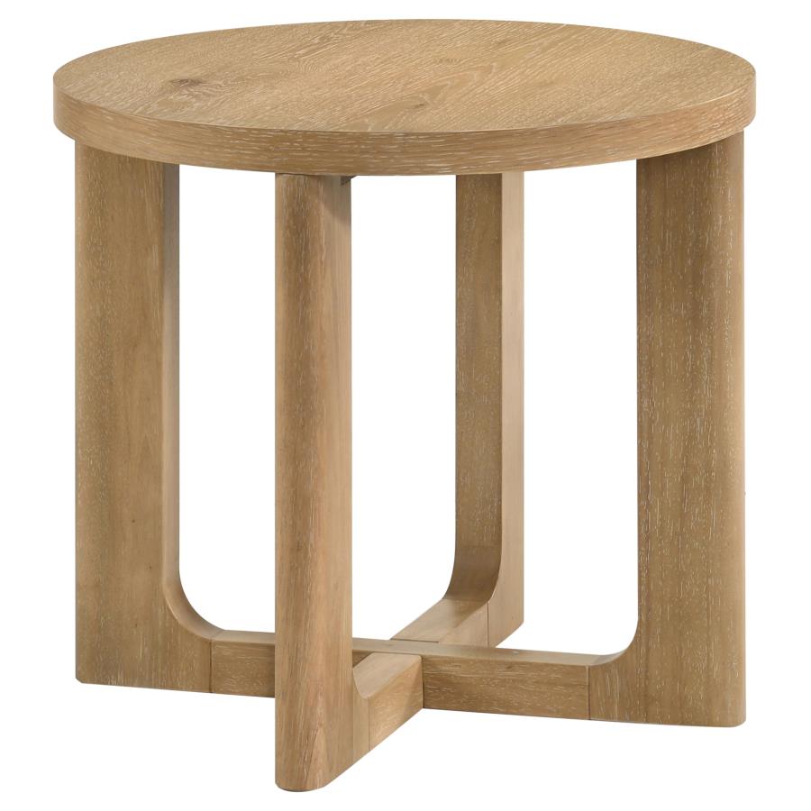 Home & Sleep Outlet - Kessler 2-piece Round Sculptural Wood Coffee Table Set Light Oak