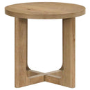 Kessler 2-piece Round Sculptural Wood Coffee Table Set Light Oak