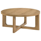 Home & Sleep Outlet - Kessler 2-piece Round Sculptural Wood Coffee Table Set Light Oak