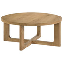 Kessler 2-piece Round Sculptural Wood Coffee Table Set Light Oak