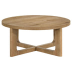 Home & Sleep Outlet - Kessler 2-piece Round Sculptural Wood Coffee Table Set Light Oak