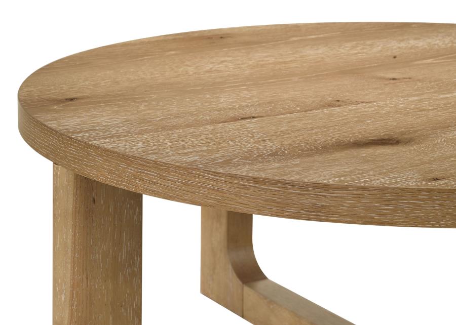 Home & Sleep Outlet - Kessler 2-piece Round Sculptural Wood Coffee Table Set Light Oak