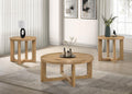 Home & Sleep Outlet - Kessler 3-piece Round Sculptural Wood Coffee Table Set Light Oak