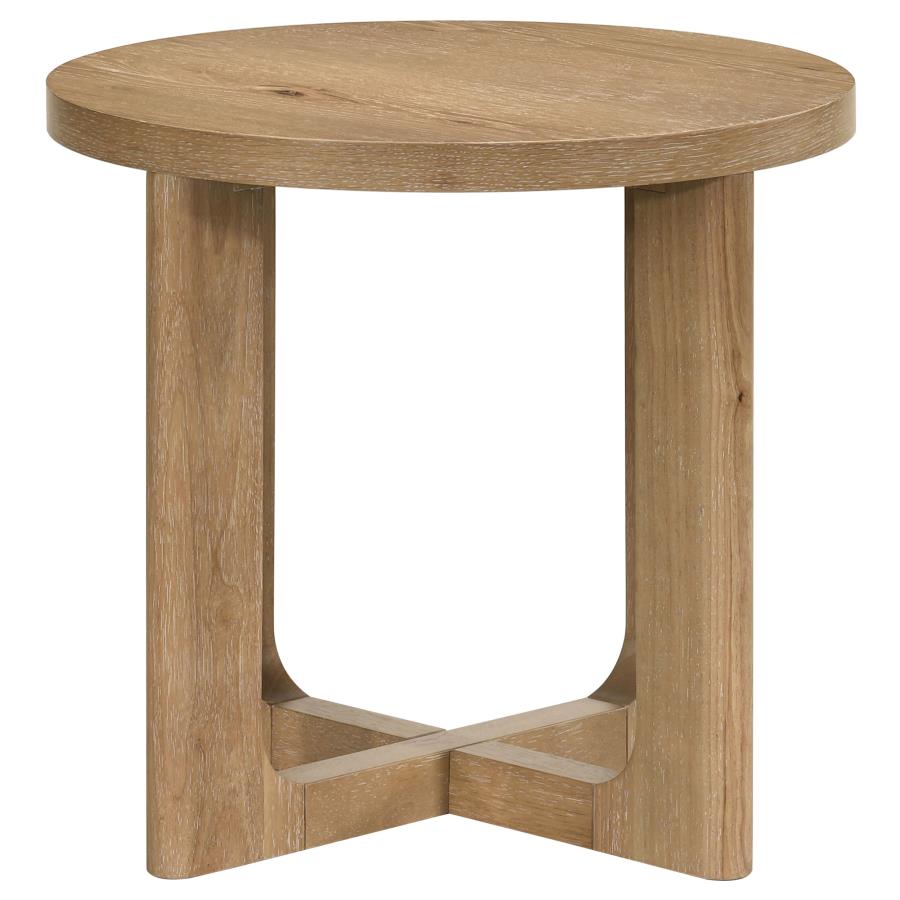Home & Sleep Outlet - Kessler 3-piece Round Sculptural Wood Coffee Table Set Light Oak