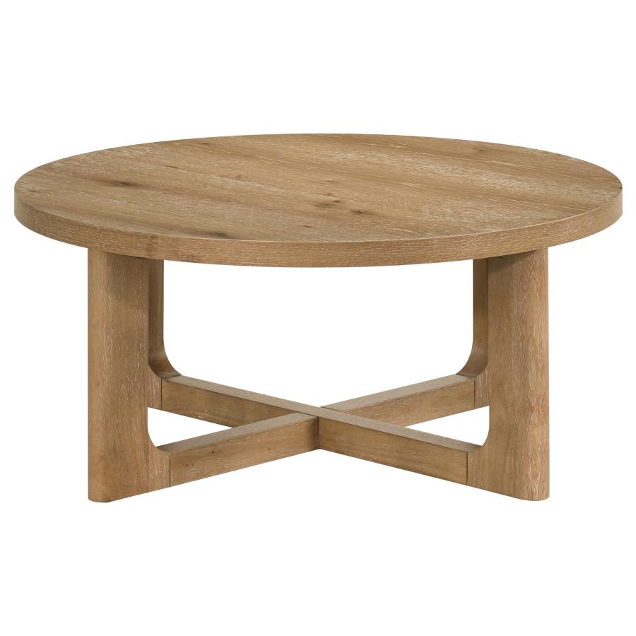 Home & Sleep Outlet - Kessler 3-piece Round Sculptural Wood Coffee Table Set Light Oak