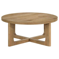 Kessler Round Sculptural Wood Coffee Table Light Oak