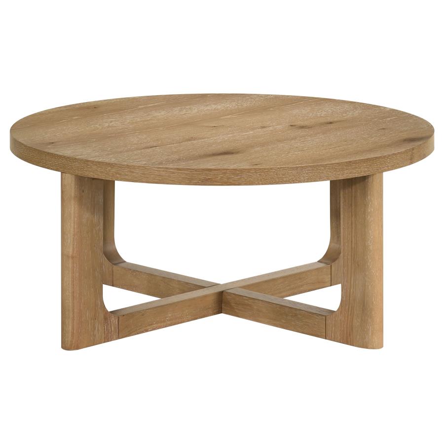 Home & Sleep Outlet - Kessler Round Sculptural Wood Coffee Table Light Oak