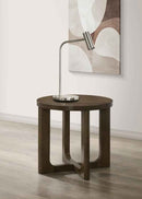 Kessler Round Sculptural Wood End Table Brown