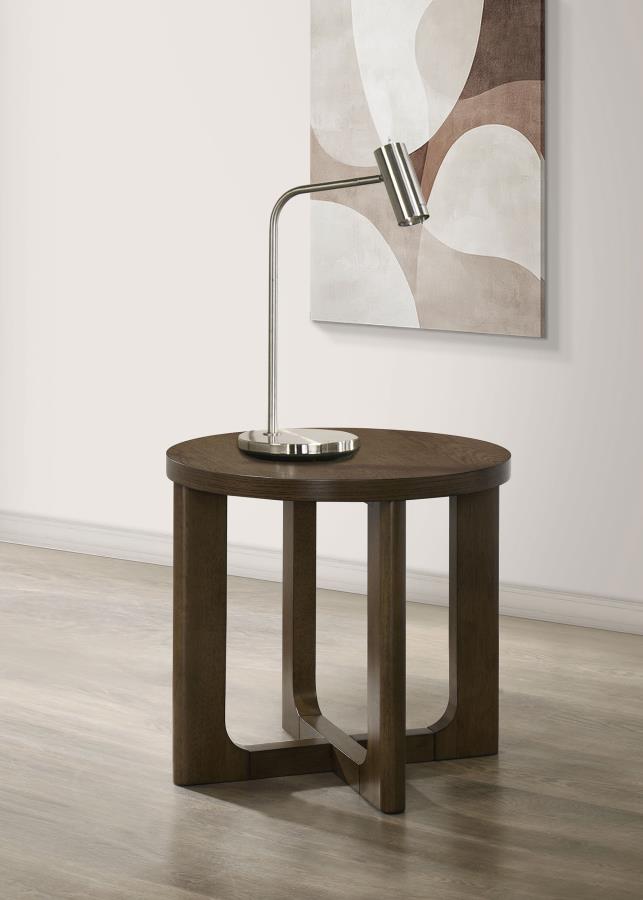 Home & Sleep Outlet - Kessler Round Sculptural Wood End Table Brown