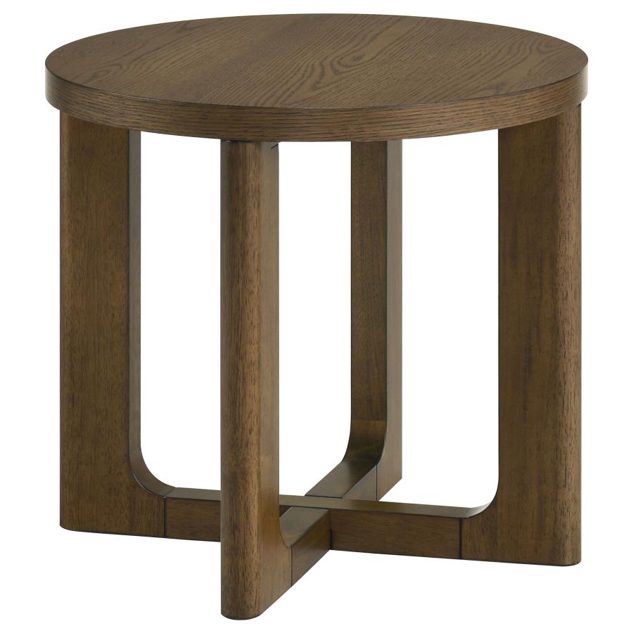 Home & Sleep Outlet - Kessler Round Sculptural Wood End Table Brown