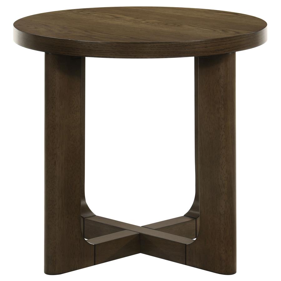 Home & Sleep Outlet - Kessler Round Sculptural Wood End Table Brown