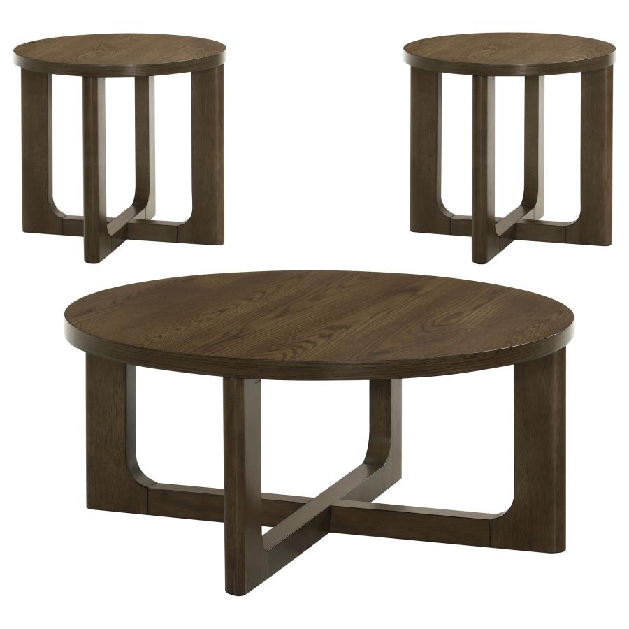 Home & Sleep Outlet - Kessler 3-piece Round Sculptural Wood Coffee Table Set Brown