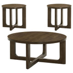 Home & Sleep Outlet - Kessler 3-piece Round Sculptural Wood Coffee Table Set Brown