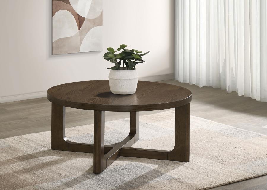 Home & Sleep Outlet - Kessler Round Sculptural Wood Coffee Table Brown