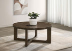 Home & Sleep Outlet - Kessler Round Sculptural Wood Coffee Table Brown