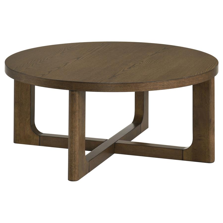 Home & Sleep Outlet - Kessler Round Sculptural Wood Coffee Table Brown