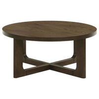 Kessler Round Sculptural Wood Coffee Table Brown