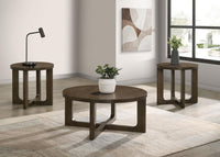 Kessler Round Sculptural Wood Coffee Table Brown