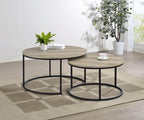 Home & Sleep Outlet - Lainey 2-piece Round Nesting Coffee Table Distressed Pine