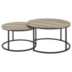 Home & Sleep Outlet - Lainey 2-piece Round Nesting Coffee Table Distressed Pine
