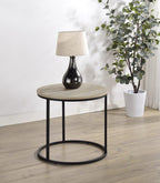 Home & Sleep Outlet - Lainey Round Occasional Side End Table Distressed Pine