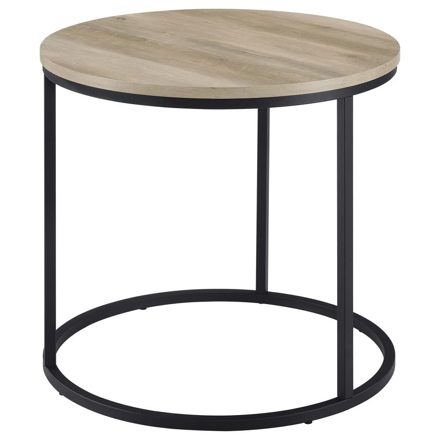 Home & Sleep Outlet - Lainey Round Occasional Side End Table Distressed Pine