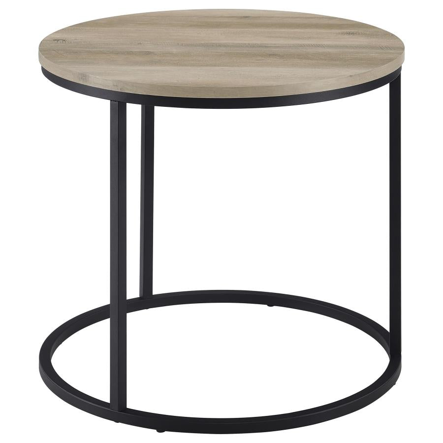 Home & Sleep Outlet - Lainey Round Occasional Side End Table Distressed Pine