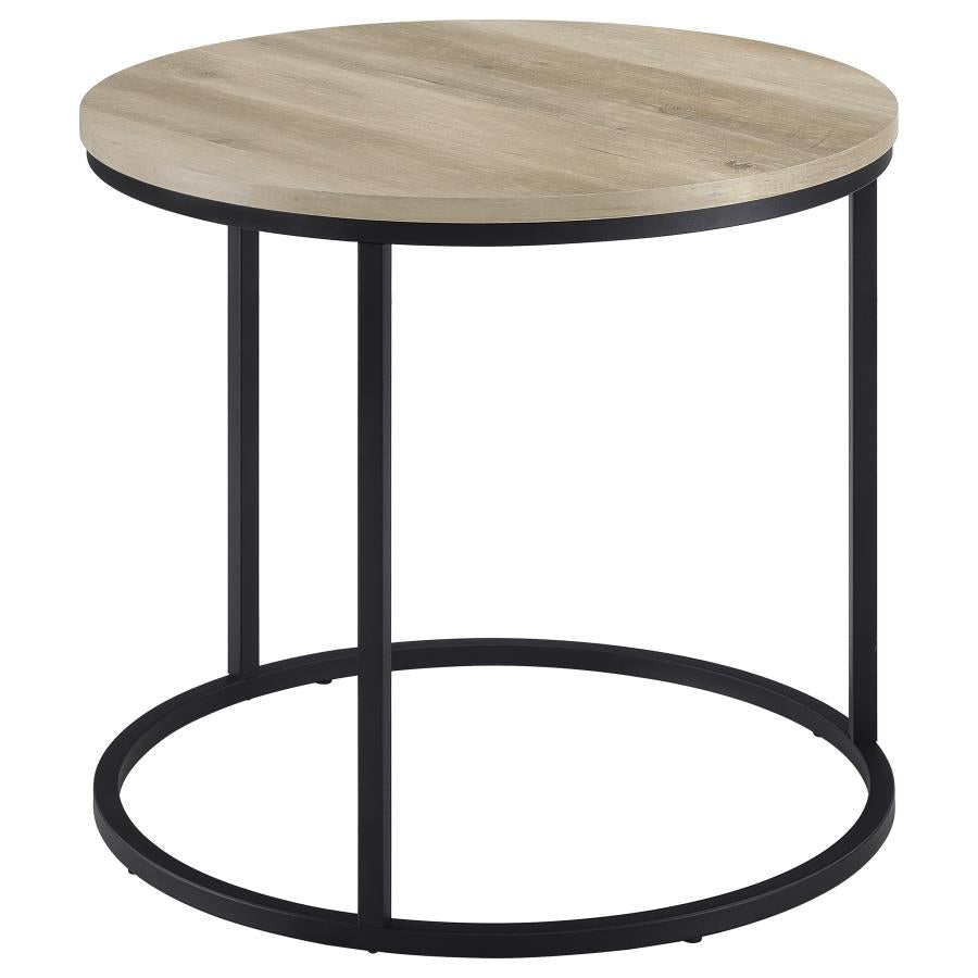 Home & Sleep Outlet - Lainey Round Occasional Side End Table Distressed Pine