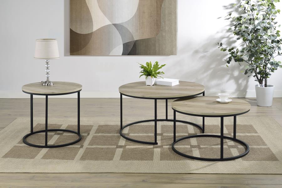 Home & Sleep Outlet - Lainey Round Occasional Side End Table Distressed Pine