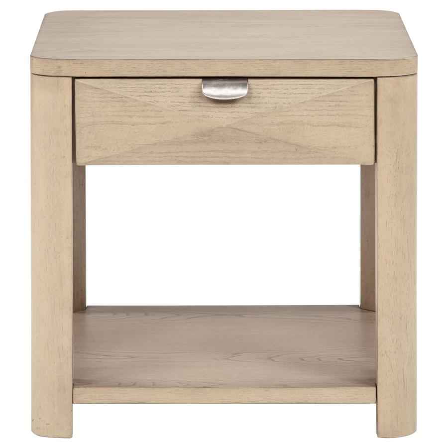 Marcelo Wood End Table with Drawer and Shelf Light Elm